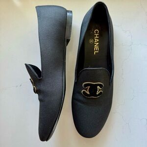 Chanel Smoking Loafers with chain and velvet interlocking CC